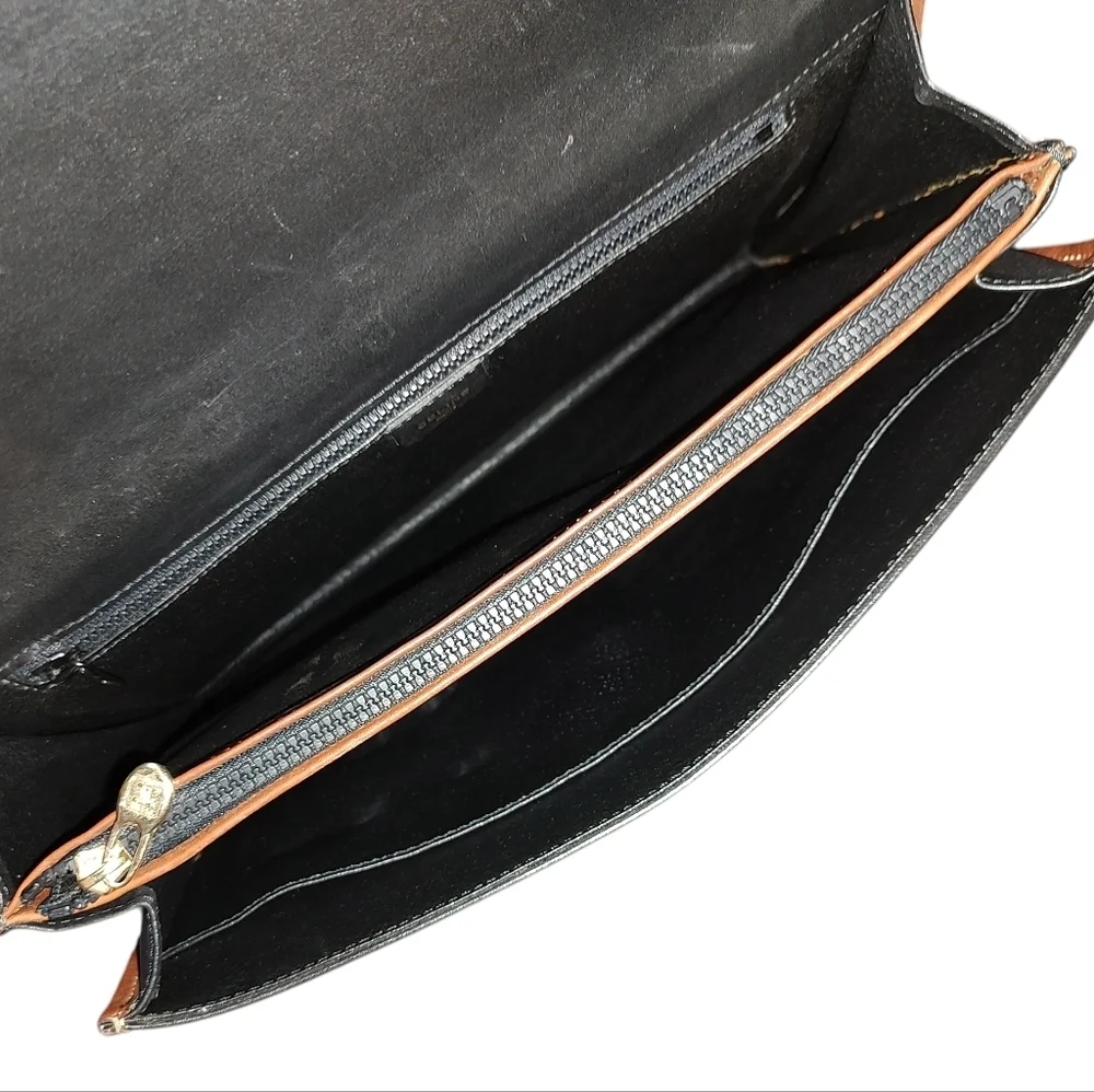 Celine Black and Brown Leather Portfolio/Briefcase